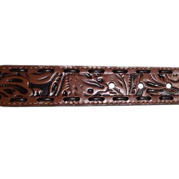 Patricia Nash Amelia Tan Tooled‎ Leather Whipstitch Western Belt Small NWT main image 6